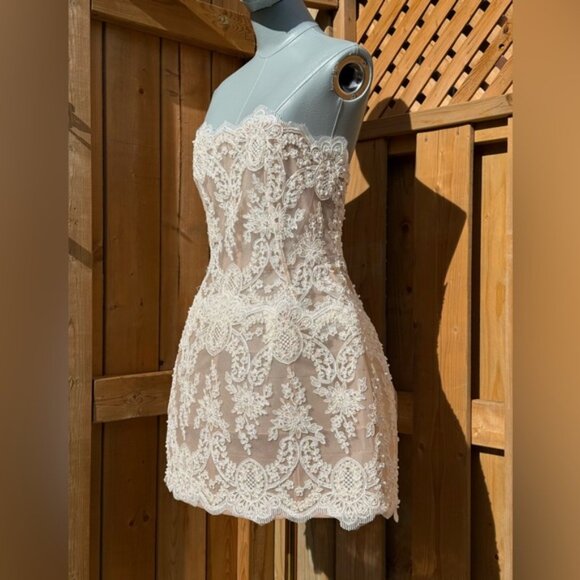 🆕 BRONX & BANCO 🧿 NWOT Maraya Blanc Lace Mini Dress, Sz XL US 10 - Picture 4 of 16